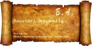 Beszteri Annabella névjegykártya